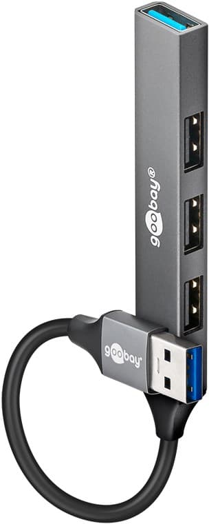 Slank USB-hub med 4 porter, USB-A til USB-A, 5 Gbit/s