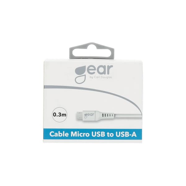 Rundt ladekabel MicroUSB til USB-A 0,3m Hvid