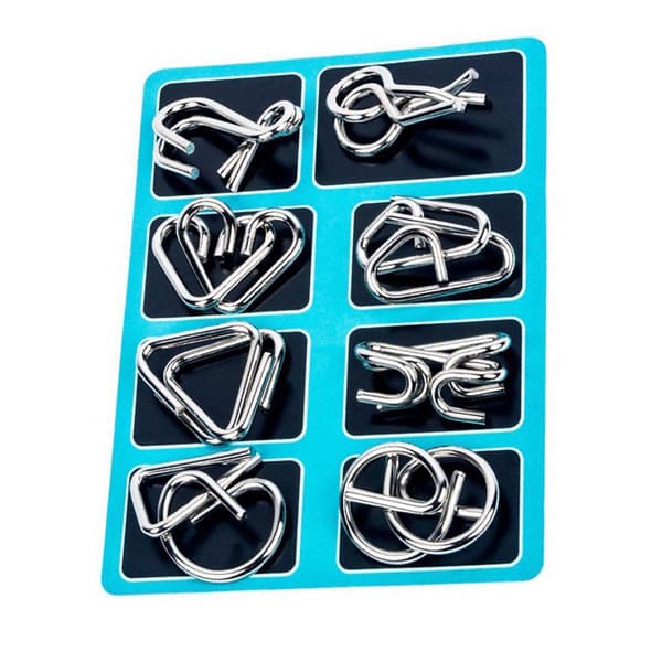 Memory Iron Rings Set - 8 Sammanflätade Metallpussel för Hjärnträning, Utmana Ditt Sinne