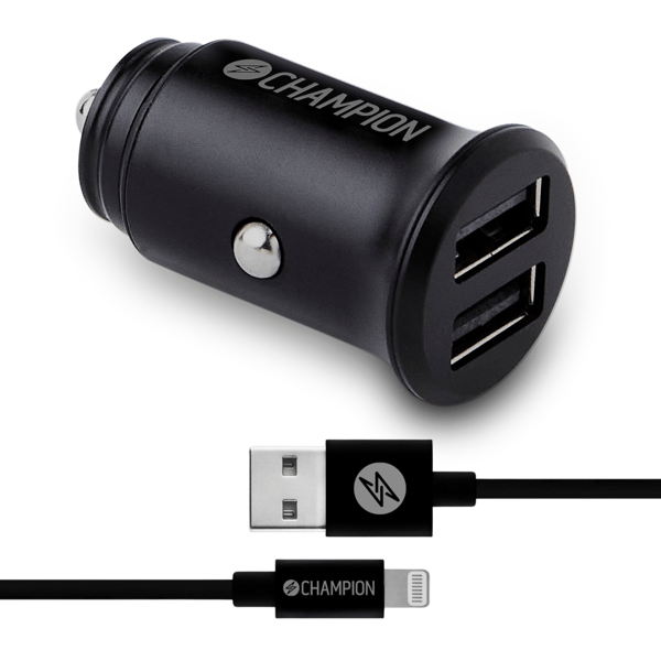 Billader 24W + USB-A til Lightning Kabel Sort