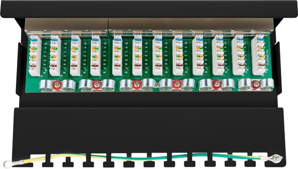 CAT 6 mini/desktop-patch-panel, 12 porte (1 HE)