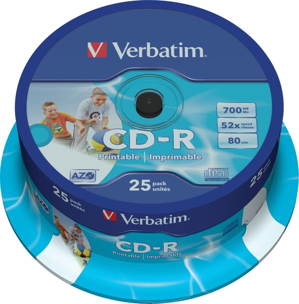 CD-R, 52x, 700 MB/80 min, 25-pack, spindel, AZO, printable