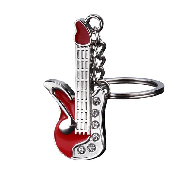 Nyckelring med diamantgitarr Red