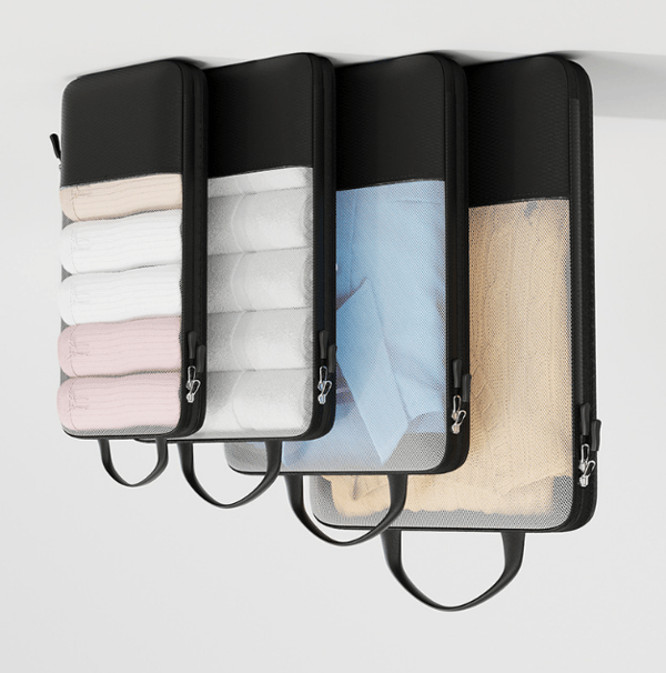 Smarta Packkuber Set - 4 Resetillbehör för Optimal Klädförvaring Black