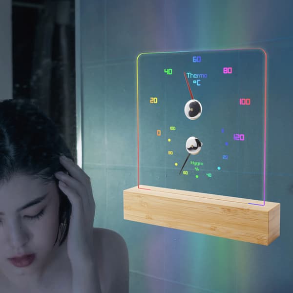 Badstuetermometer Hygrometer med RGB-lys