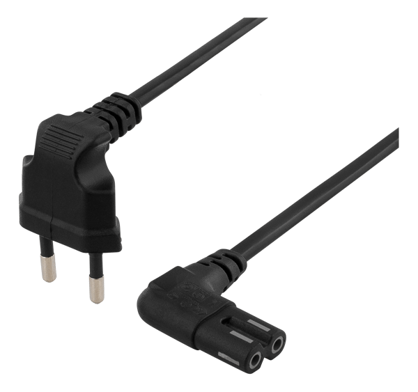Unearthed device cable 0.5m angled CEE 7/16 IEC 60320 black