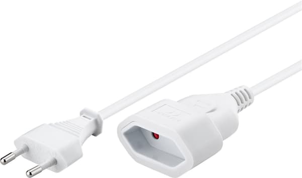 Förlängningskabel Europlug, 3 m, vit