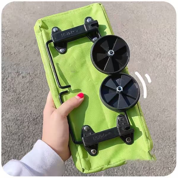 Sammenleggbar handlepose med hjul - Green