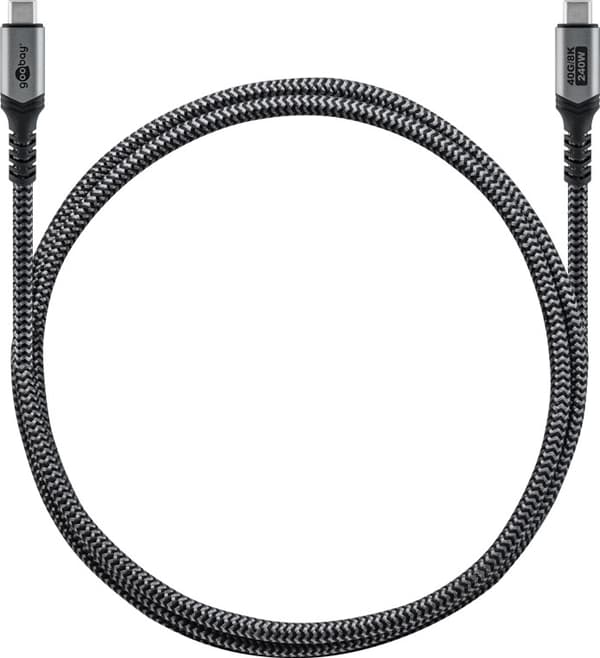 USB-C™-kaapeli, USB4™, 1,8 m, musta;hopea
