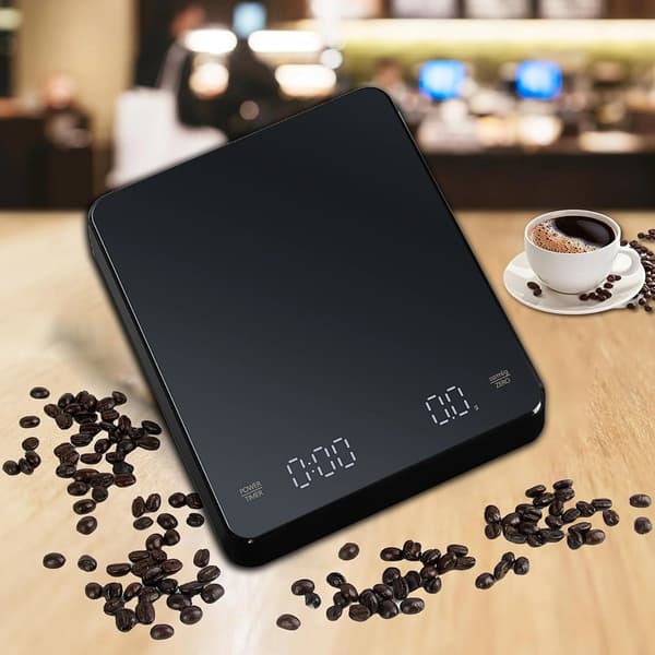 Högprecisions Digital Kaffevåg med Timer och LED-Display för Perfekt Bryggning