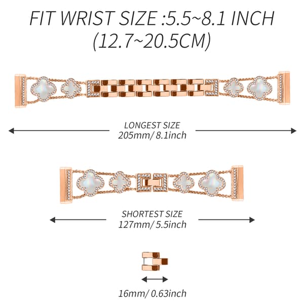 Cloverlink-ranneke Fitbit Versa 3/4/Sense 2:lle PinkGold