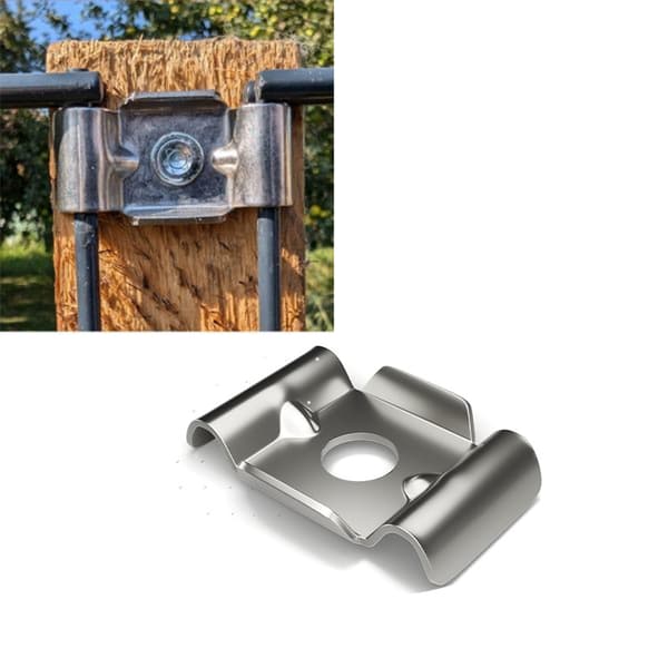 304 Rustfritt Stål Dobbel Stang Matte Gjerdefeste - 10 Stk