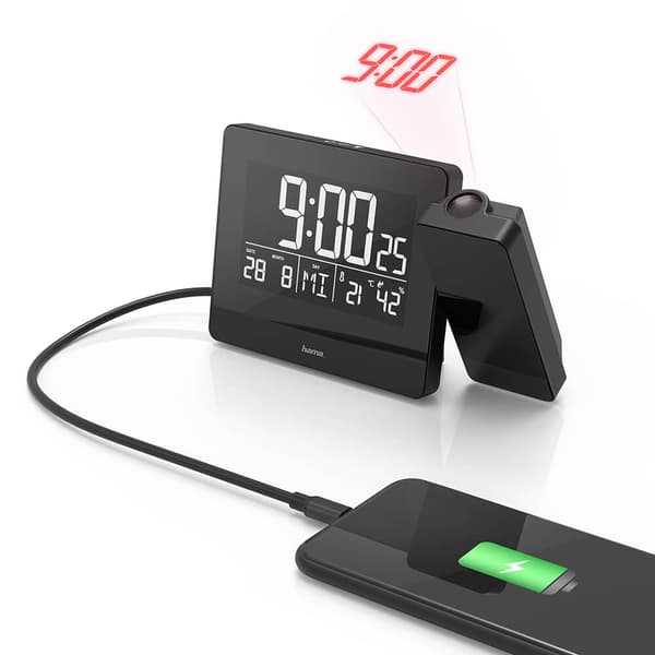 Vekkerklokke Projeksjon Plus Charge Svart