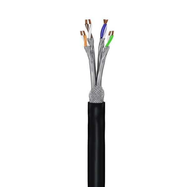 CAT 7 udendørs netværkskabel, S/FTP (PiMF), sort