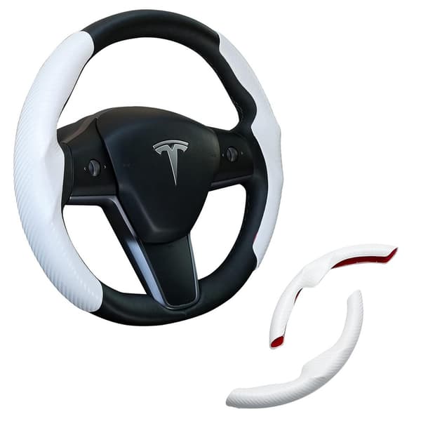 Tesla Model 3/Y Rattöverdrag i Kolfiber - Vit (38cm)