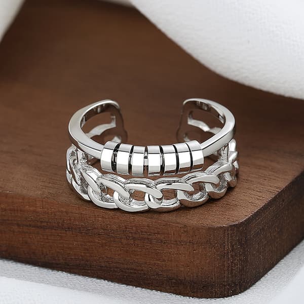 Justerbar antistressring med roterbare ringer Silver