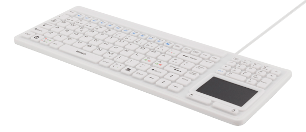 Rubberized keyboard with touchpad, IP68, 105 keys, white