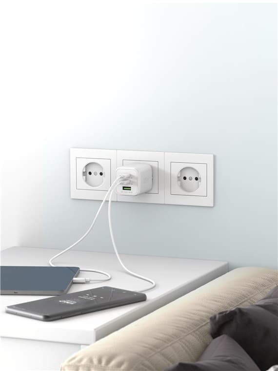 USB-C™ PD GaN multiport hurtiglader Nano (65 W) hvit