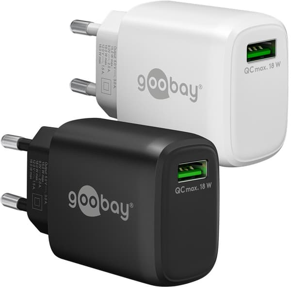USB-A QC hurtiglader (18 W) hvit