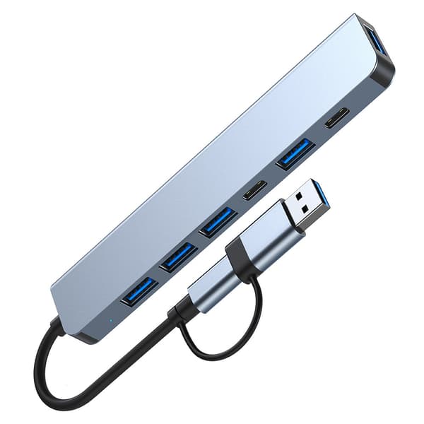 USB-C / USB-hub 7-porter USB3.0 for Windows MacOS Grey