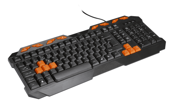 Keyboard, anti-ghosting, USB, UK layout, black / orange