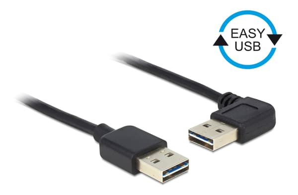 USB cable turnable USBA connectors male angled 1m black