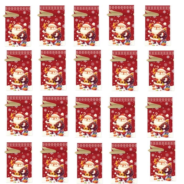 Julgodisväskor Snöflinga Jultomte 23x34cm (50-pack) Dragsko Presentpåsar