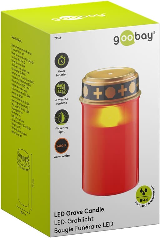 LED gravlys med timer, rød