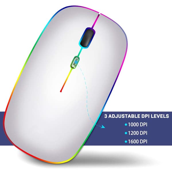 Trådlös datormus med RGB LED dual mode Bluetooth/Wifi Silver