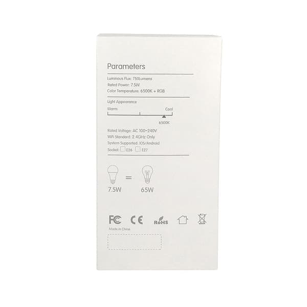 Wifi Smart LED-lampe RGB Multicolor dæmpbar 7,5W E27 White