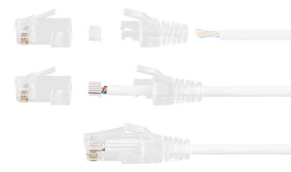 RJ45 connector for slim patch cable, Cat6a, 28AWG, 20pcs