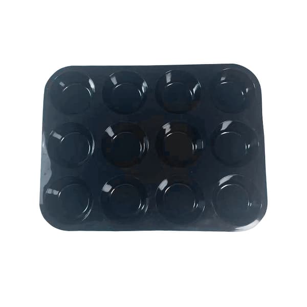 Silikonkakeform - 12 kopper muffinsform Black