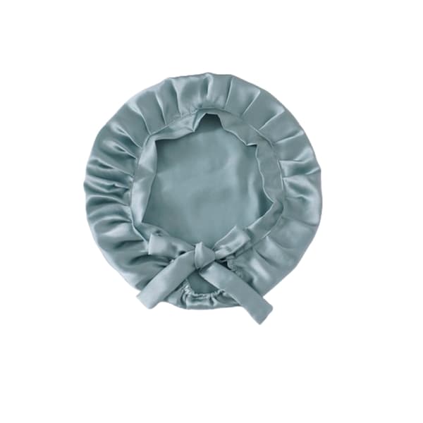 Justerbar sovmössa för långt hår, 100 % silke LightBlue