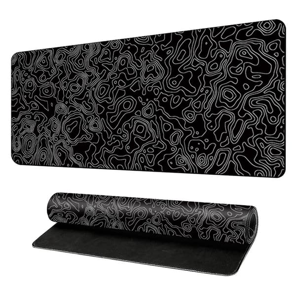 Musematte med kunstnerisk blomstermønster Black L