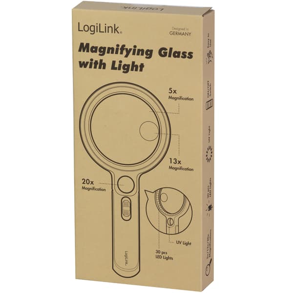 Forstørrelsesglas Ø9cm med LED-belysning