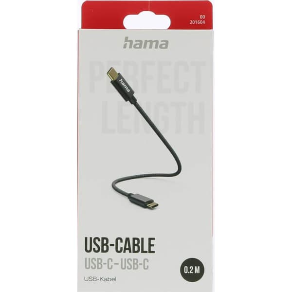 Ladekabel USB-C til USB-C 0,2m Sort