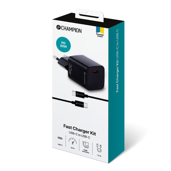 Laddare 30W + USB-C Kabel Svart