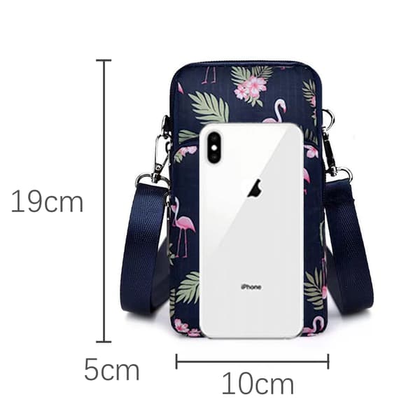 Multifunksjonell veske til mobil og tilbehør med justerbar stropp Flamingo Pattern