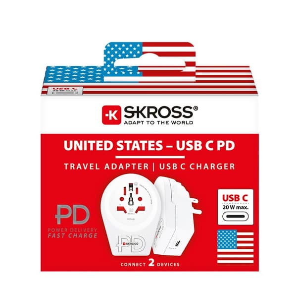 Verdensadapter - World to USA USB-C™ PD