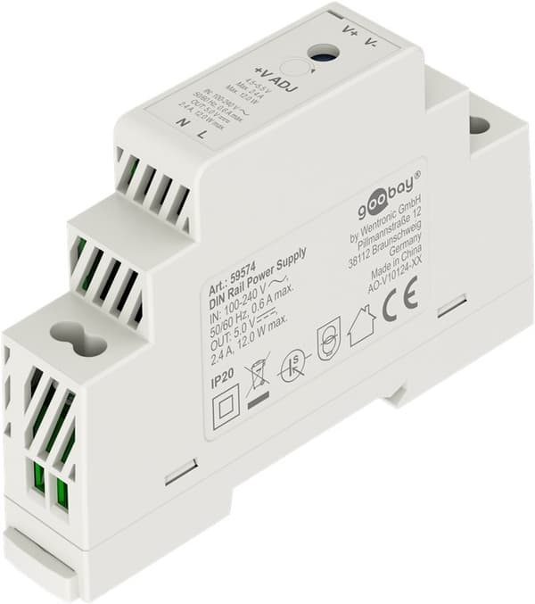 Virtalähde DIN-kiskoon 5 V, 2,4 A, 12 W