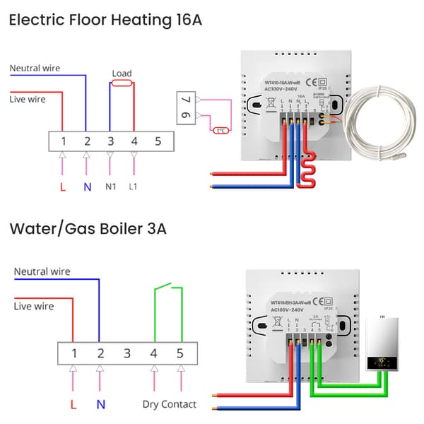 Smart WiFi Termostat til Vandvarme - Hvid