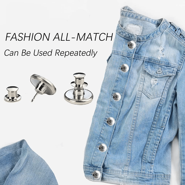 Avtakbare jeansknapper 10-pakning Silver Perfect Fit Button
