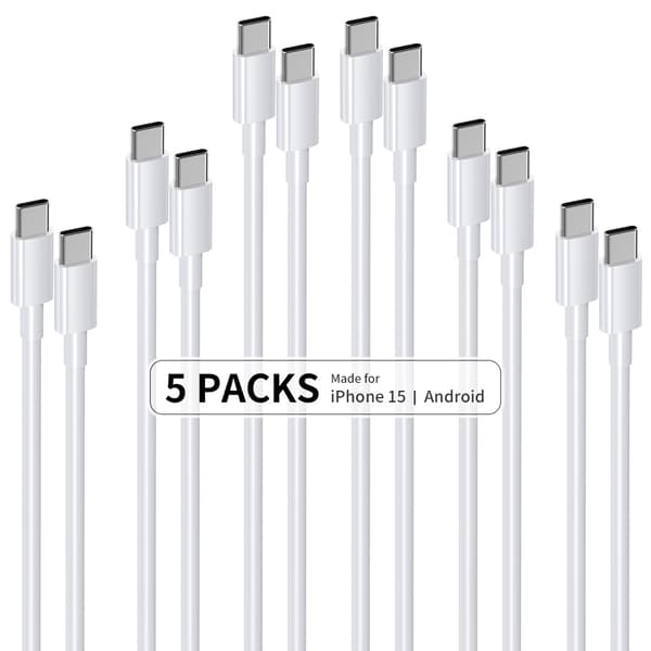 5-Pack 2M CTO C datakabel, PD60W hurtigladekabel 5-pack M