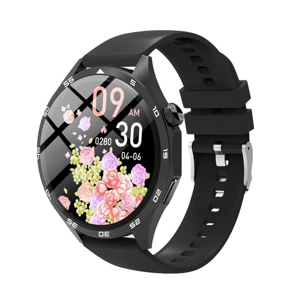 Multifunksjonell smartklokke med Bluetooth-samtaler, pulsmåler og tilpassbar urskive Black