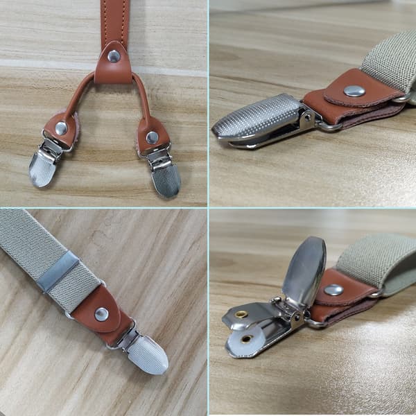 Elastiska Hängslen, 4 Klämmor Khaki