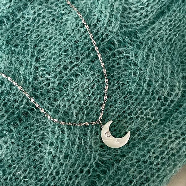 S925 Silver Halsband Moon Silver