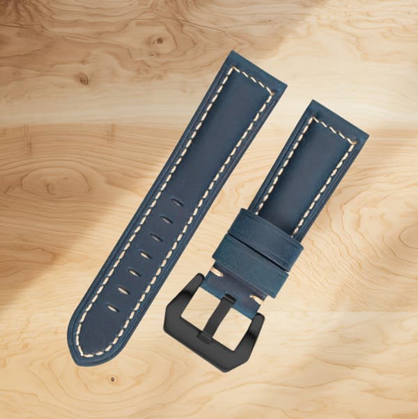 Urrem i ægte læder Blue 20 mm