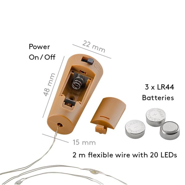 10x ljusslinga till flaskor med 20 LED