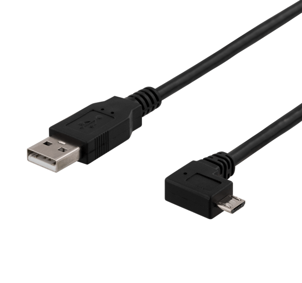 USB-A to Micro USB, left-tilted, 2m, black