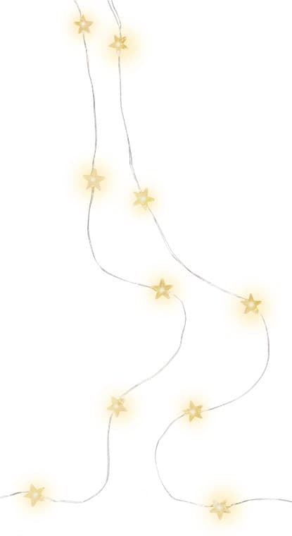 20 LED-lys med sølvtråd "Stars"